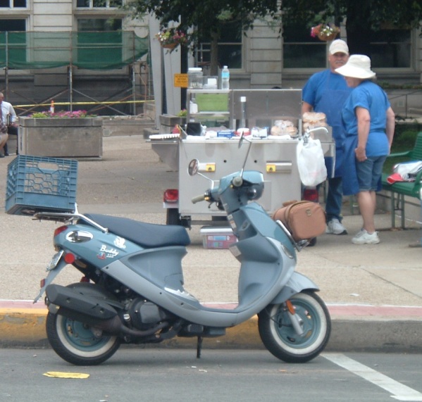 Buddy & Hot Dog Cart.JPG