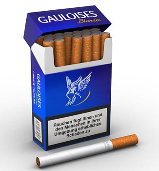 Gauloises Cigarettes in the distinctive Blue Pack