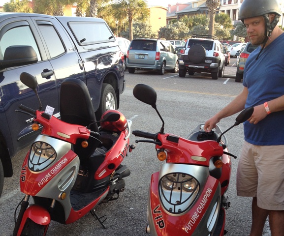 The good news...my wife agreed to rent scooters when we were in FL.  The bad news...they were some Chinese VIP's.  (I think the face says it all.)