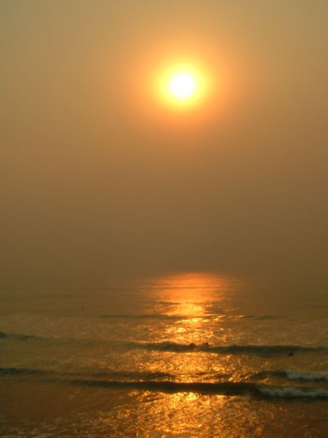 Not sunset.  This is what the sun looked like through the smoke.