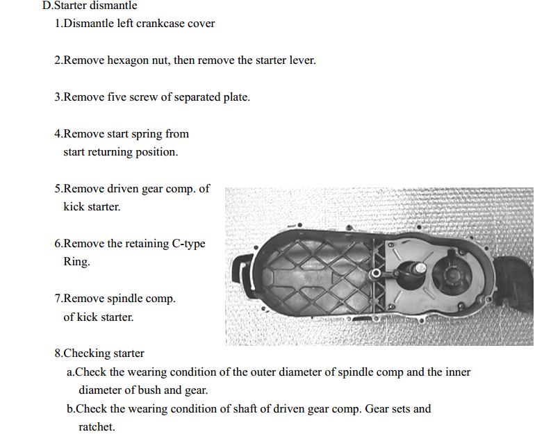 Service Manual Kickstarter Mechanism Disassembly Procedure