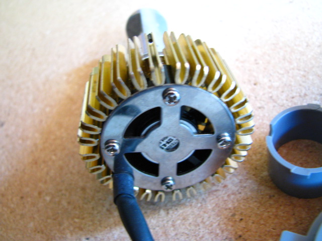 LED heatsink with internal cooling fan.