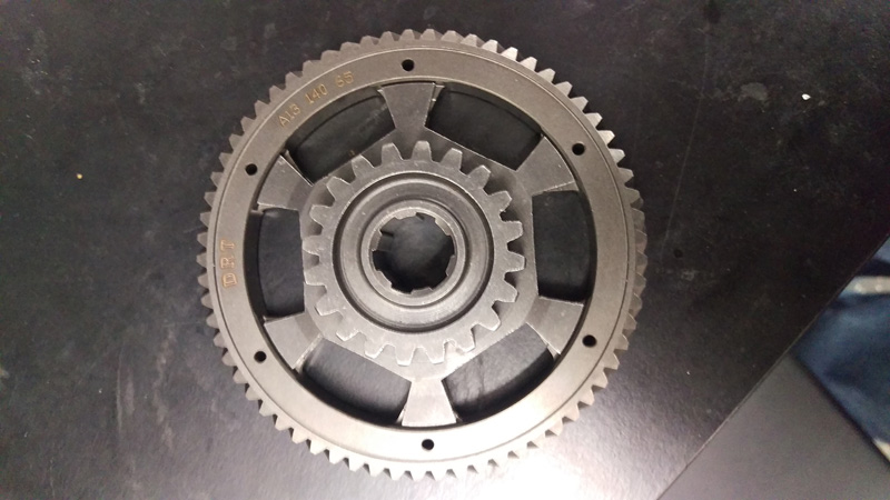Here's the center of the Cush drive with a 65T DRT primary driven gear fitted. Note the spaces for the springs.