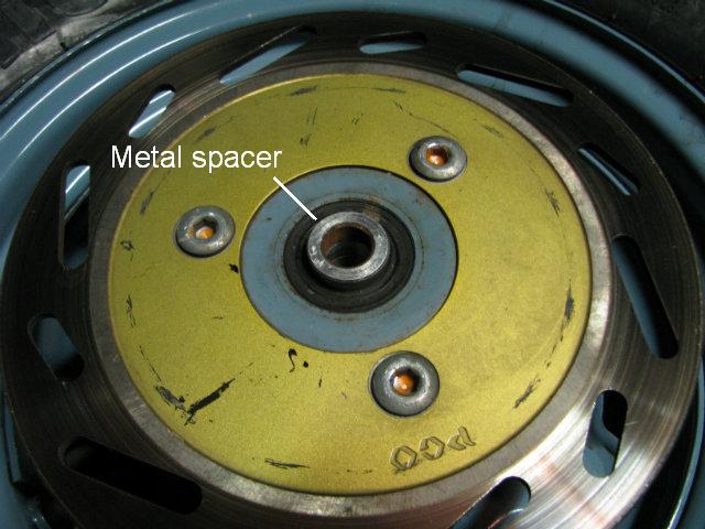 Watch out for the metal spacer that's in the middle of the wheel.