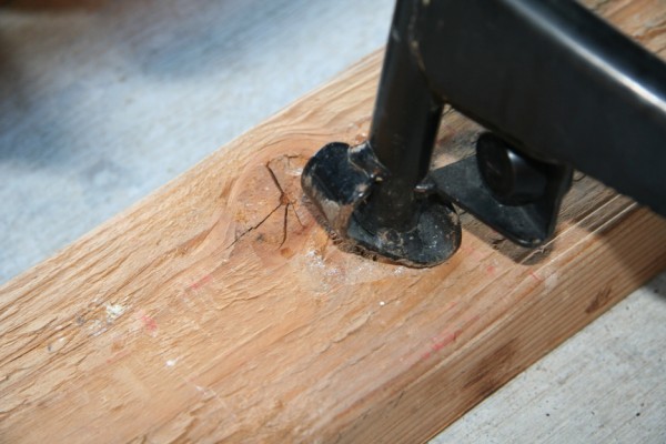 Metal foot before grinding