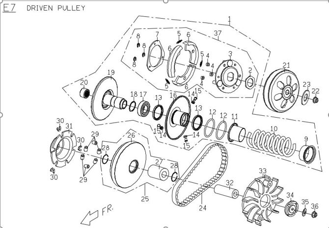 Bubu E7 Driven Pulley Pic.JPG