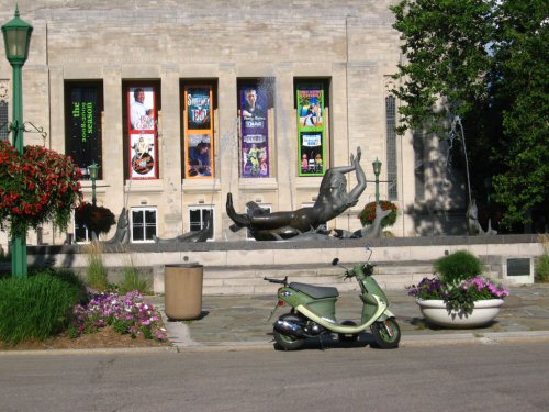 at a lovely fountain on IU campus