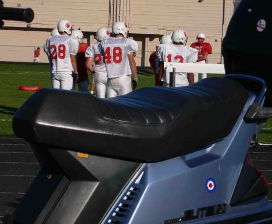 The AHS Grizzlies Scrimmage....framed by the vigilant contours of a Scooter Seat