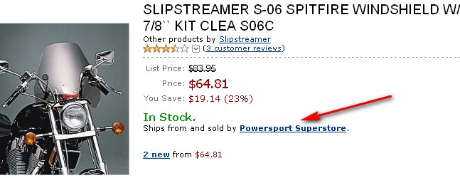 THIS IS  FROM AMAZON BUT SHIPS FROM POWERSPORTS! <br /><br />I WONDER IF THIS SHAPE IS BETTER LOOKING AND DOES NOT INTERFERE WITH MIRRORS AS REPORTED.