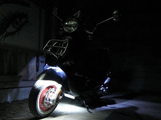 Sally all lit up for a midnight ride.