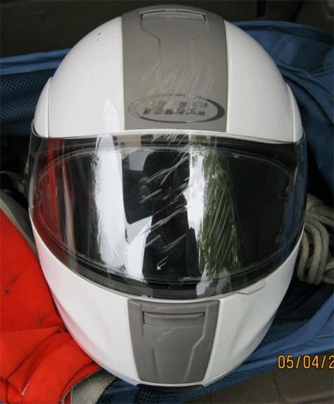 Helmet after crash