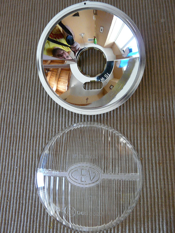 Reflector Assembly. Note the stepped lens. Disregard my ugly mug.