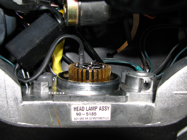 LED unit installed in headlight housing.