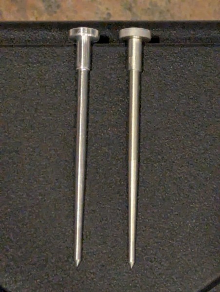 26mm needle on left, stock 150 needle on right.