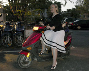 My lovely wife on a rented scooter in Key West.