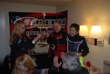 Arlene B. (GoGoGear) and Joe Berk (California Scooter Co.) tied for 1st Place in the 150cc Class.