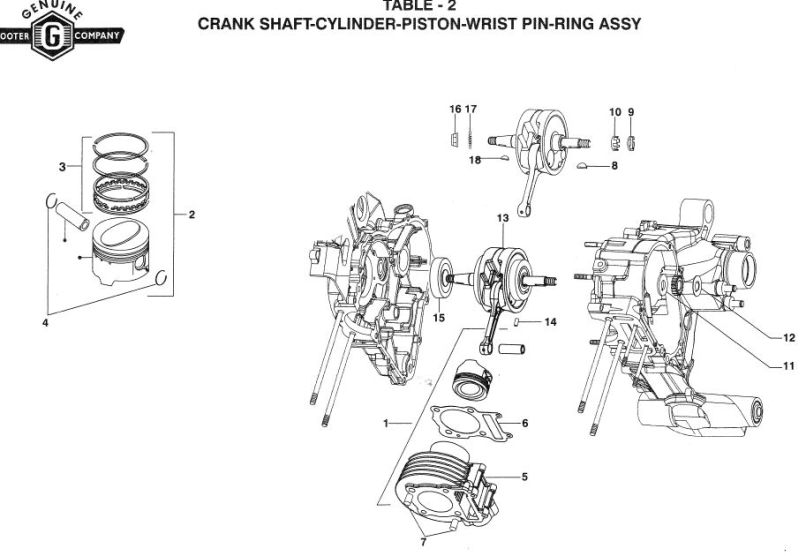 4T Crank, Case Halves, Piston